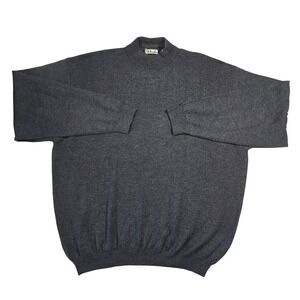 Vtg D'Avila Mens Dark Gray Mock Neck Merino Wool Sweater XXL Made in Italy Retro